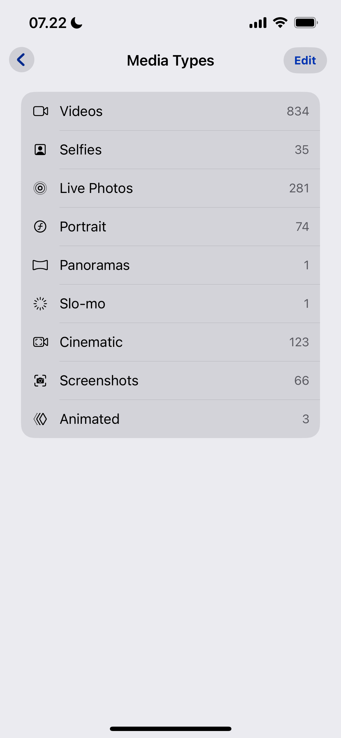 La carpeta de capturas de pantalla en un iPhone