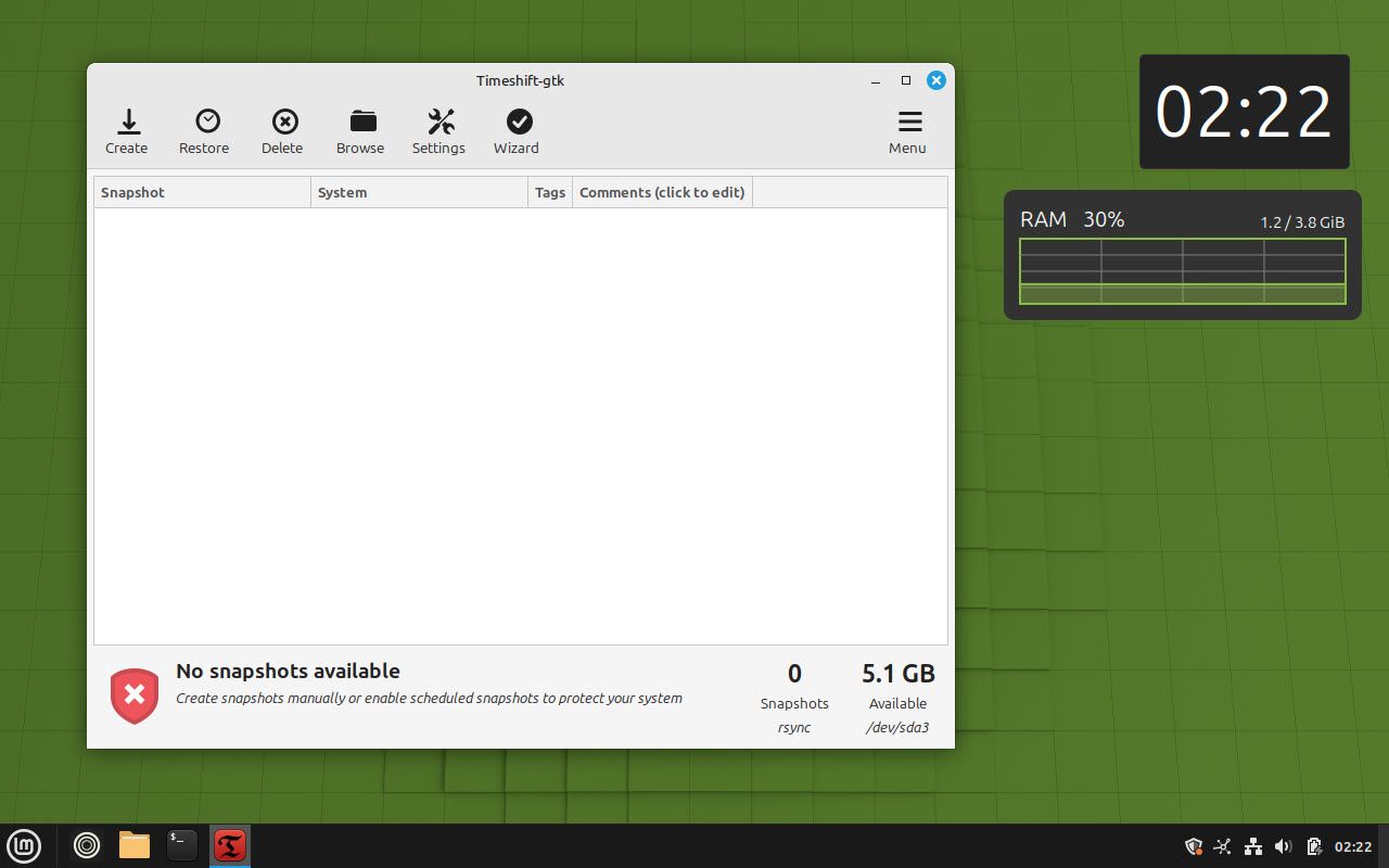 TimeShift en Linux Mint