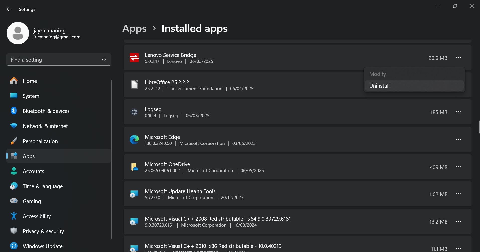 Desinstalar manualmente las aplicaciones en Windows