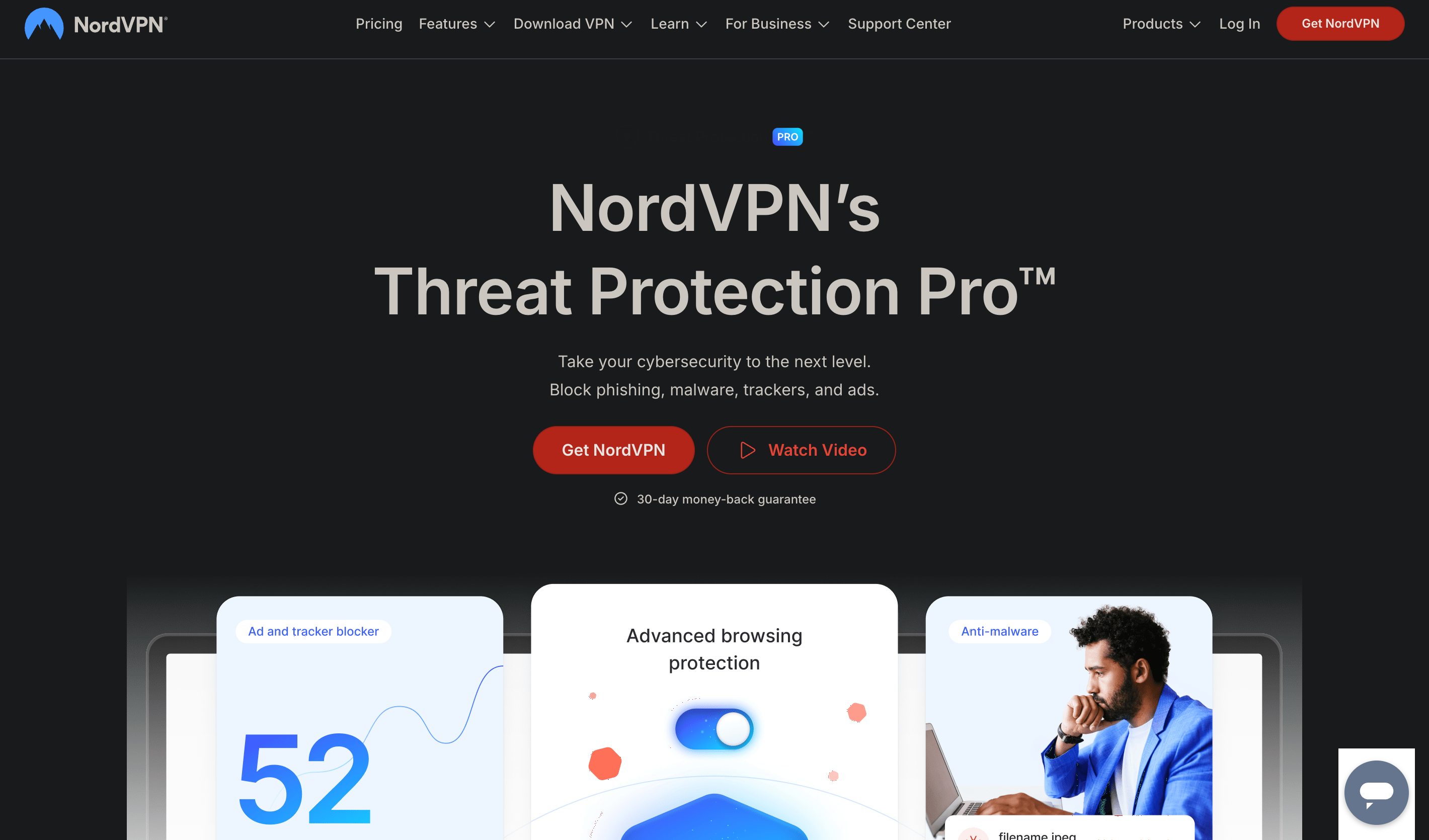 Página de características NordVPN AmenAren Protection Pro