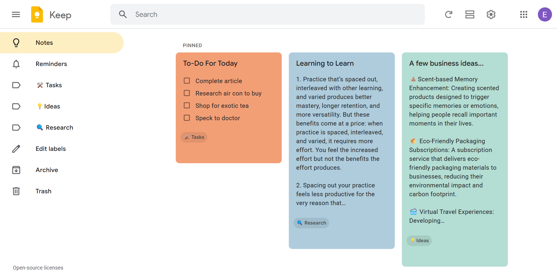 Usando Lables en Google Keep