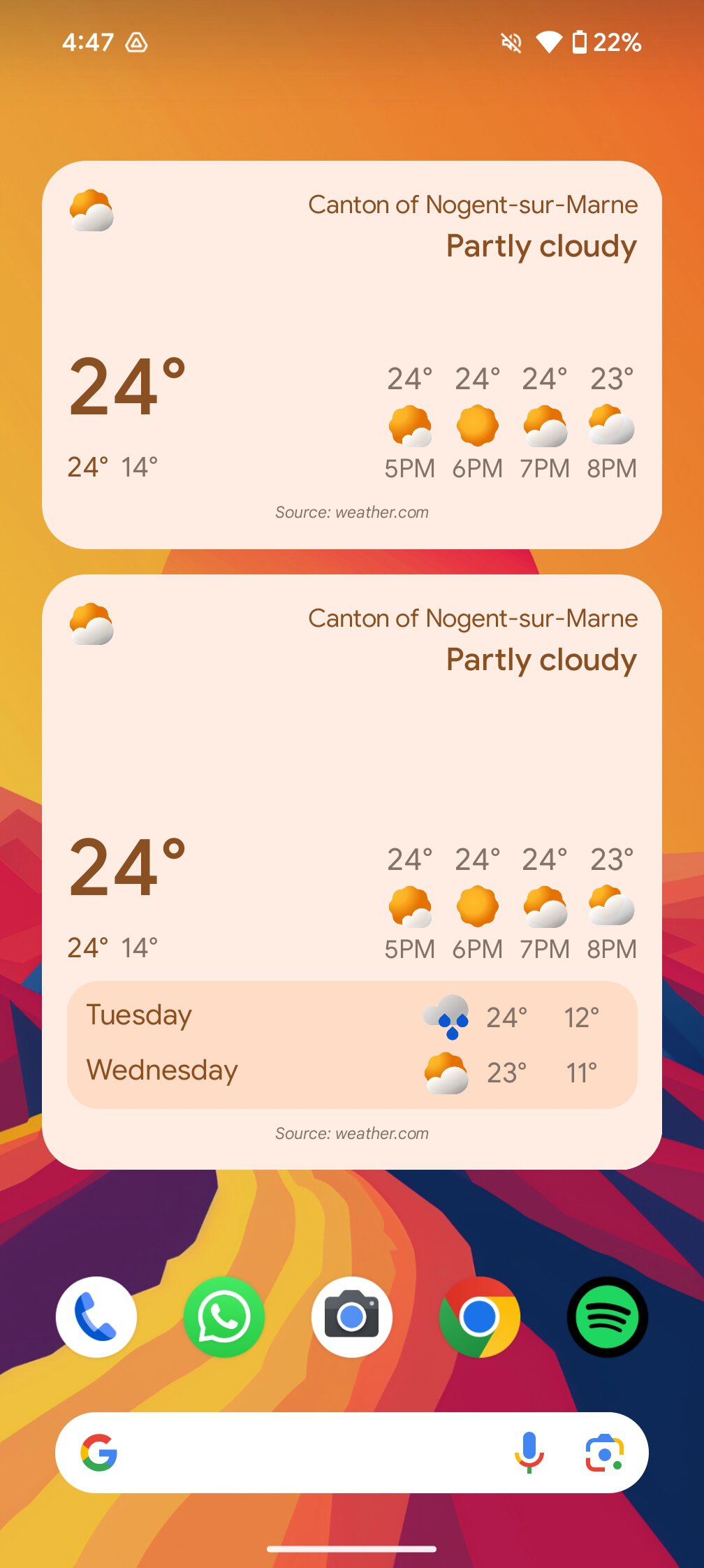 Píxel Widgets de la aplicación meteorológica 2 Convertir
