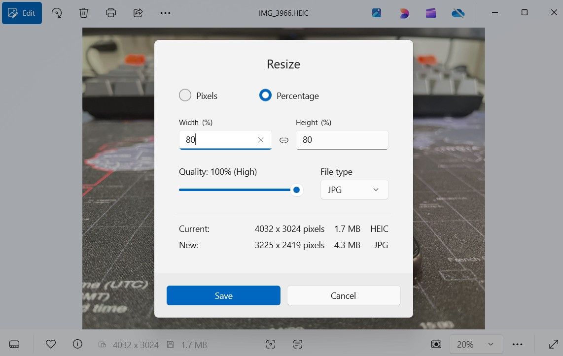 Redestar el cuadro de diálogo Imagen en la aplicación Fotos de Windows 11