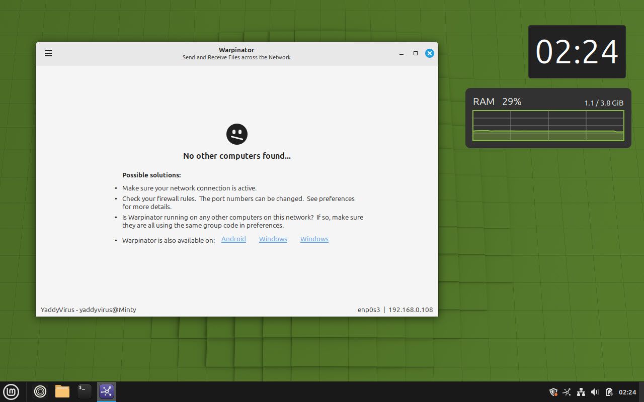 Warpinator en Linux Mint
